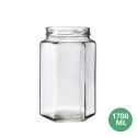 Toptan 1700 ML (1,7 LT ) Cam Kavanoz Cam Gıda Uyumlu Kavanoz 1700mL TO100 [Hexagonal]