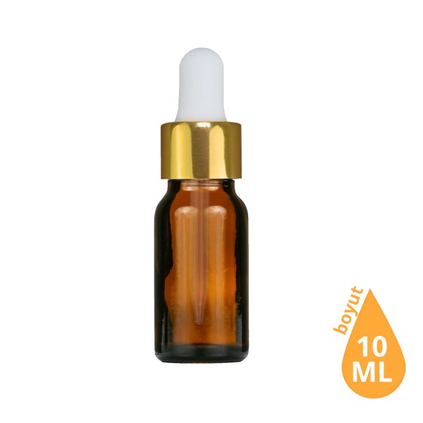 Toptan 10 ML Amber Cam Damlalıklı Dropper Şişe Altın (Gold) Beyaz Cam Damlalıklı Takım