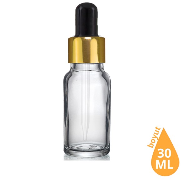 Toptan 30 ML Şeffaf Cam Damlalıklı Dropper Şişe Altın (Gold) Siyah Cam Damlalıklı Takım Toptan 30 ML Şeffaf Cam Damlalıklı Dropper Şişe Altın (Gold) Siyah Cam Damlalıklı Takım