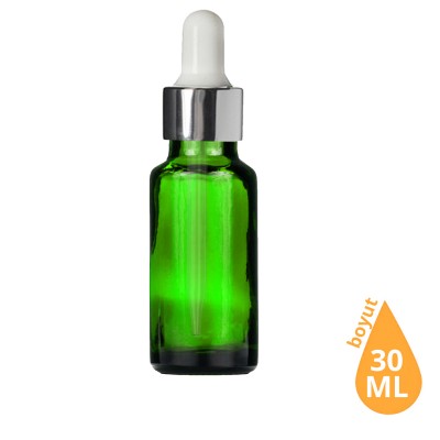 Toptan 30 ML Yeşil Cam Damlalıklı Dropper Şişe Gümüş Beyaz Cam Damlalıklı Takım