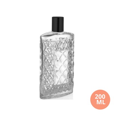 Toptan 200 ML Kesme Vidalı Siyah Kapak Set Cam Kolonya Şişesi 216