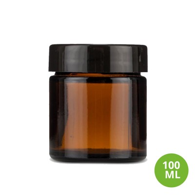 Toptan 100 ML Amber Kavanoz Siyah Kapak SET Cam Krem Kavanoz 019