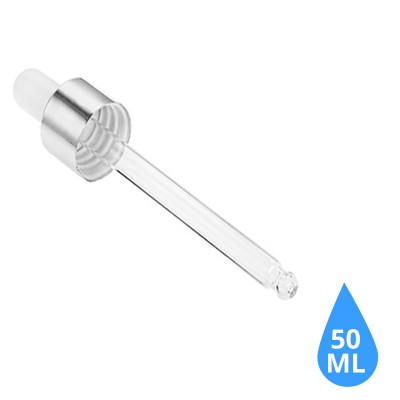 Toptan Cam Damlalıklı Takım 50 ML Gümüş Metal Kapak Beyaz Lastikli