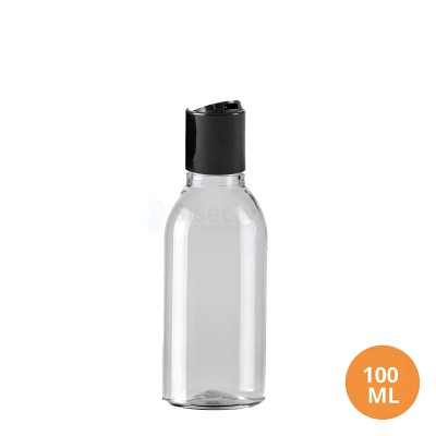 100 ML Plastik Pet Şişe Şeffaf Boş Pet Şişe As 24 Ağız Siyah Disctop Kapaklı Şişe