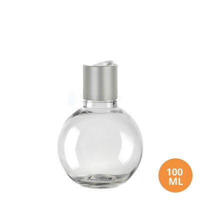 100 ML Plastik Pet Şişe Şeffaf Boş Pet Şişe Küre 24 Ağız Gümüş Mat Disctop Kapaklı Şişe