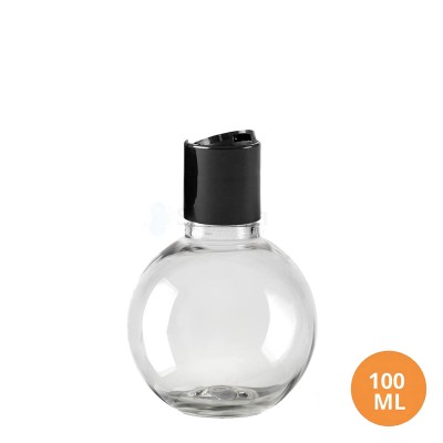100 ML Plastik Pet Şişe Şeffaf Boş Pet Şişe Küre 24 Ağız Siyah Disctop Kapaklı Şişe