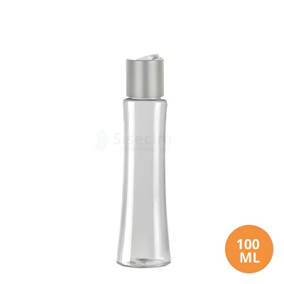 100 ML Plastik Pet Şişe Şeffaf Boş Pet Şişe Opt 24 Ağız Gümüş Mat Disctop Kapaklı Şişe