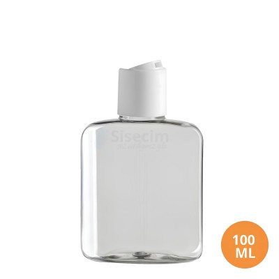 100 ML Plastik Pet Şişe Şeffaf Boş Pet Şişe Sel 24 Ağız Beyaz Disctop Kapaklı Şişe