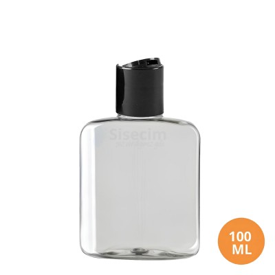 100 ML Plastik Pet Şişe Şeffaf Boş Pet Şişe Sel 24 Siyah Disctop Kapaklı Şişe