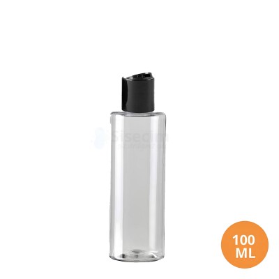 100 ML Plastik Pet Şişe Şeffaf Boş Pet Şişe Yel 24 Siyah Disctop Kapaklı Şişe