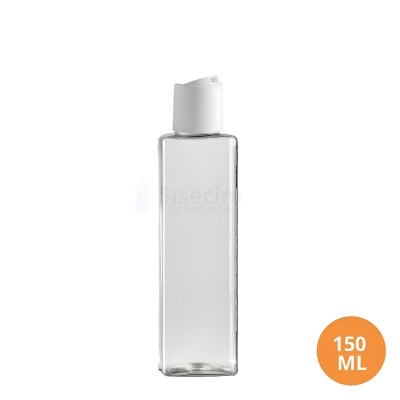 150 ML Plastik Pet Şişe Şeffaf Boş Pet Şişe Kare 24 Beyaz Disctop Kapaklı Şişe