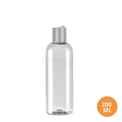 200 ML Plastik Pet Şişe Şeffaf Boş Pet Şişe AS 24 Gümüş Mat Disctop Kapaklı Şişe