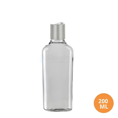 200 ML Plastik Pet Şişe Şeffaf Boş Pet Şişe De 24 Gümüş Mat Disctop Kapaklı Şişe