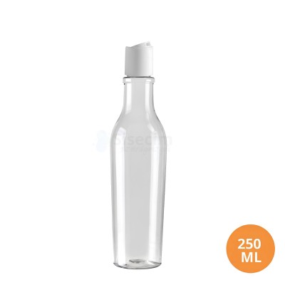250 ML Plastik Pet Şişe Şeffaf Boş Pet Şişe AT 24 Beyaz Disctop Kapaklı Şişe
