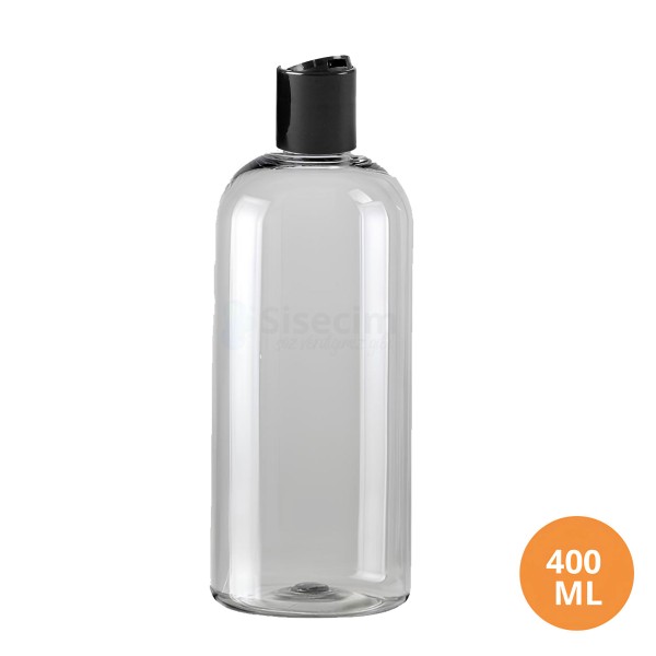 400 ML Plastik Pet Şişe Şeffaf Boş Pet Şişe Zey 24 Siyah Disctop Kapaklı Şişe