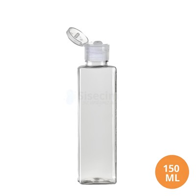 150 ML Plastik Pet Şişe Şeffaf Boş Pet Şişe Kare 24 Ağız Şeffaf Fliptop Kapaklı Şişe