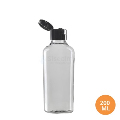 200 ML Plastik Pet Şişe Şeffaf Boş Pet Şişe De 24 Ağız Siyah Fliptop Kapaklı Şişe