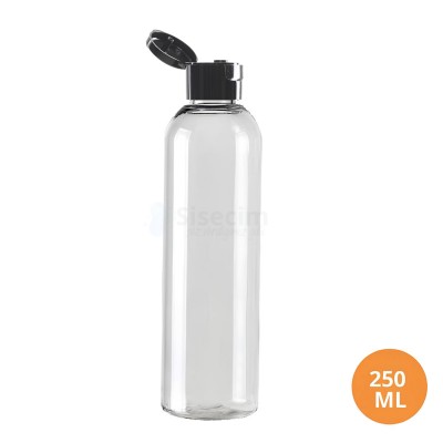 250 ML Plastik Pet Şişe Şeffaf Boş Pet Şişe AS 24 Ağız Siyah Fliptop Kapaklı Şişe
