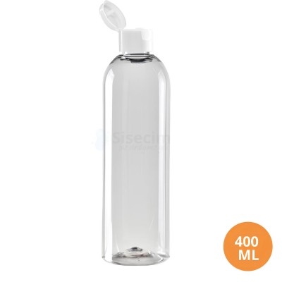 400 ML Plastik Pet Şişe Şeffaf Boş Pet Şişe AS 24 Ağız Beyaz Fliptop Kapaklı Şişe