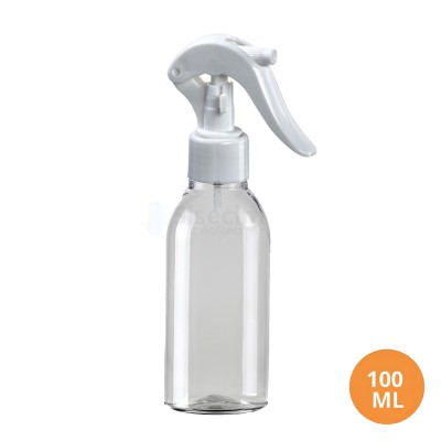 100 ML Plastik Pet Şişe Şeffaf Boş Pet Şişe  AS 24 Ağız Beyaz Mini Triger Spreyli Şişe