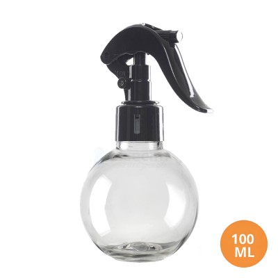 100 ML Plastik Pet Şişe Şeffaf Boş Pet Şişe Küre 24 Ağız Siyah Mini Triger Spreyli Şişe