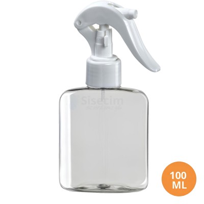 100 ML Plastik Pet Şişe Şeffaf Boş Pet Şişe Sel 24 Ağız Beyaz Mini Triger Spreyli Şişe