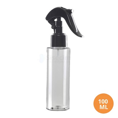 100 ML Plastik Pet Şişe Şeffaf Boş Pet Şişe Yel 24 Ağız Siyah Mini Triger Spreyli Şişe