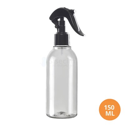 150 ML Plastik Pet Şişe Şeffaf Boş Pet Şişe AS 24 Ağız Siyah Mini Triger Spreyli Şişe