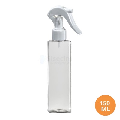 150 ML Plastik Pet Şişe Şeffaf Boş Pet Şişe Kare 24 Ağız Beyaz Mini Triger Spreyli Şişe
