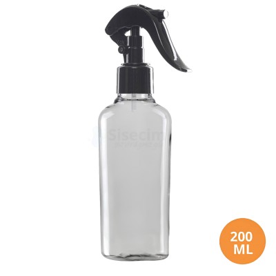 200 ML Plastik Pet Şişe Şeffaf Boş Pet Şişe DE 24 Ağız Siyah Mini Triger Spreyli Şişe