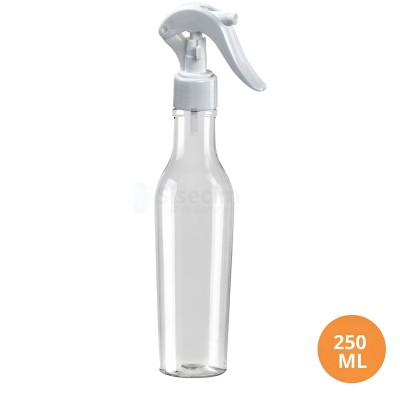250 ML Plastik Pet Şişe Şeffaf Boş Pet Şişe AT 24 Ağız Beyaz Mini Triger Spreyli Şişe