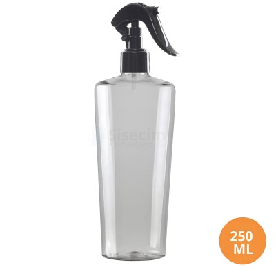 250 ML Plastik Pet Şişe Şeffaf Boş Pet Şişe Ec 24 Ağız Siyah Mini Triger Spreyli Şişe