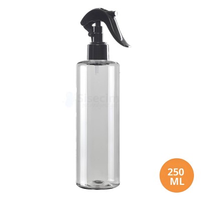 250 ML Plastik Pet Şişe Şeffaf Boş Pet Şişe Yel 24 Ağız Siyah Mini Triger Spreyli Şişe