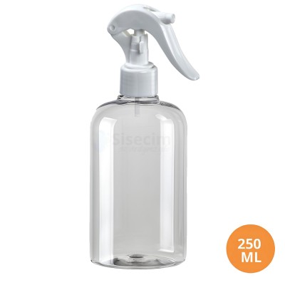 250 ML Plastik Pet Şişe Şeffaf Boş Pet Şişe Zey 24 Ağız Beyaz Mini Triger Spreyli Şişe