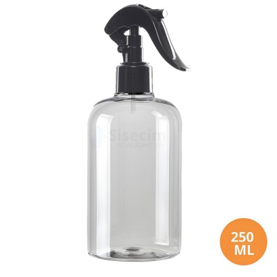 250 ML Plastik Pet Şişe Şeffaf Boş Pet Şişe Zey 24 Ağız Siyah Mini Triger Spreyli Şişe