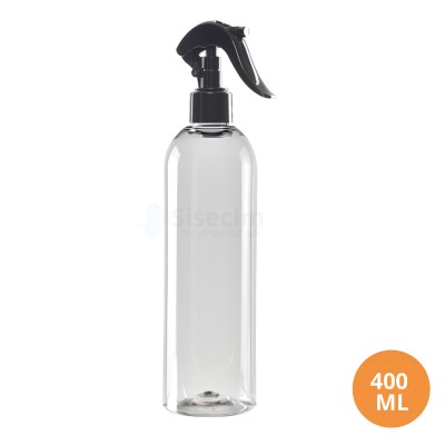 400 ML Plastik Pet Şişe Şeffaf Boş Pet Şişe AS 24 Ağız Siyah Mini Triger Spreyli Şişe