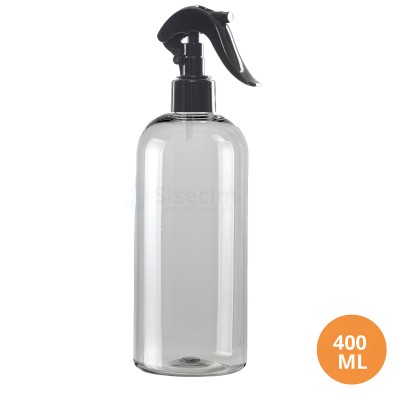 400 ML Plastik Pet Şişe Şeffaf Boş Pet Şişe Zey 24 Ağız Siyah Mini Triger Spreyli Şişe