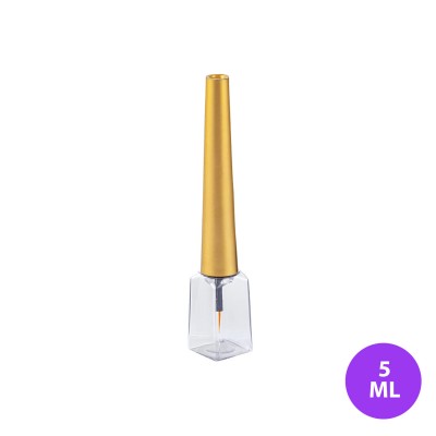5 ML Plastik Eyeliner ve Dipliner Kare Şeffaf Renk Uzun Gold Kapak Ambalaj 09