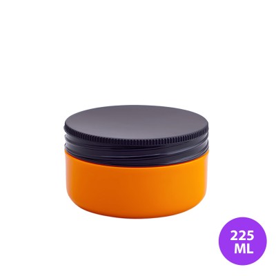 225 ML Plastik Boş Turuncu Kozmetik Krem Kavanoz Siyah Tırtıklı Kapaklı KV225T