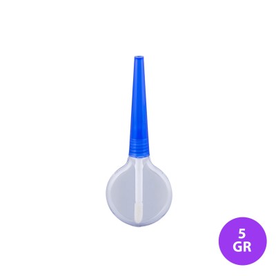 5 GR Lip Gloss Plastik Yuvarlak Şeffaf Renk Mavi Kapak Ambalaj 08