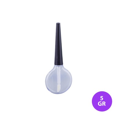 5 GR Lip Gloss Plastik Yuvarlak Şeffaf Renk Siyah Kapak Ambalaj 08