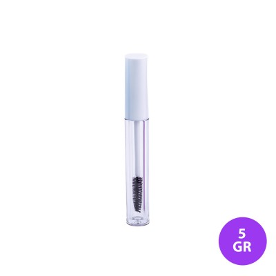 5 GR Plastik Rimel - Maskara Şeffaf Renk Beyaz Kapak Ambalaj 08E