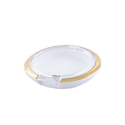 Boş Plastik Mini Far Kutusu Yuvarlak  Beyaz Taban Şeffaf - Gold Kapak Ambalaj MF01
