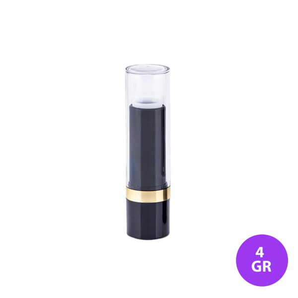 4 GR Ruj Plastik Gold Şerit Siyah Renk Şeffaf Kapak Aç- Kapa Ambalaj 49