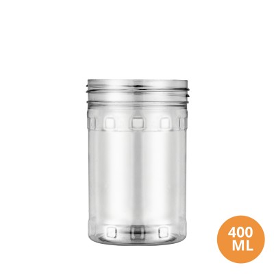 Toptan 400 ML Yuvarlak Desenli Gıda Uyumlu Boş Plastik Pet Kavanoz 85 Ağız 003