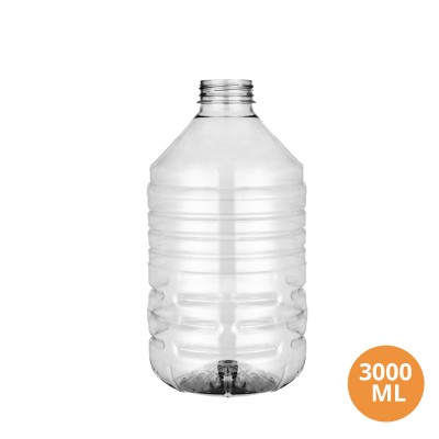 Toptan 3000 CC Kısa  Yuvarlak Gida Uyumlu Boş Plastik Pet Şişe 48 Ağız 009