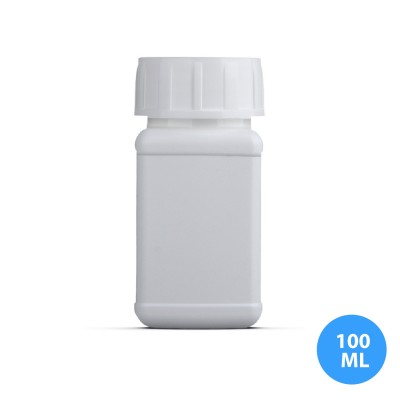 Toptan 100 ML Boş Kare Plastik İlaç Ambalaj Düz Kapak 32 MM Ağız BT-1254