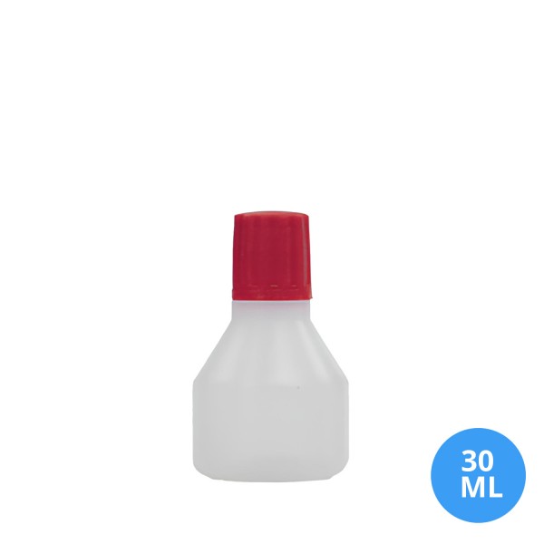 30 ML Polietilen Plastik Boş Şişe Kırmızı Düz Kapak A20