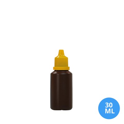30 ML Polietilen Plastik Kahverengi Boş Şişe Sarı Damlalık Kapak F02
