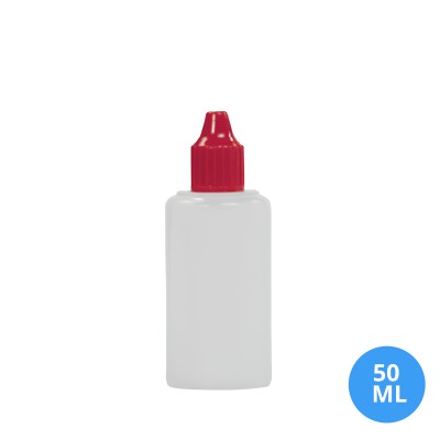 50 ML Polietilen Plastik Boş Şişe Kırmızı Damlalık Kapak A07